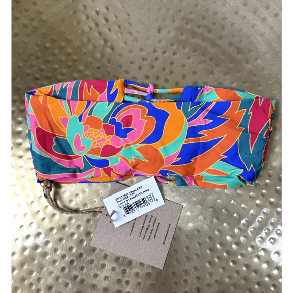 NWT Stone Fox Swim Inez Bikini Lattice Bandeau Top Stained Glass XS Floral Boho - Picture 4 of 6